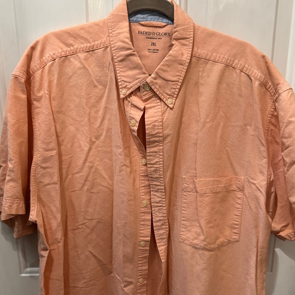 Faded Glory Coral Button-Down Shirt